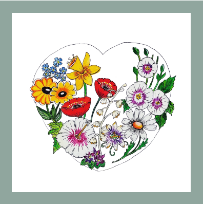 Illustration preview from God's Garden showing flowers in a heart shape