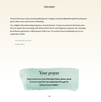 Inside page preview from God's Garden with prayer text